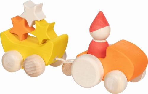 goki 55861 Evolution - kleiner Sternensammler aus Holz – Kreatives Spielzeug mit 3 Sternen und Wagen, MADE IN EUROPE, 6er Set, ab 2 Jahre von goki