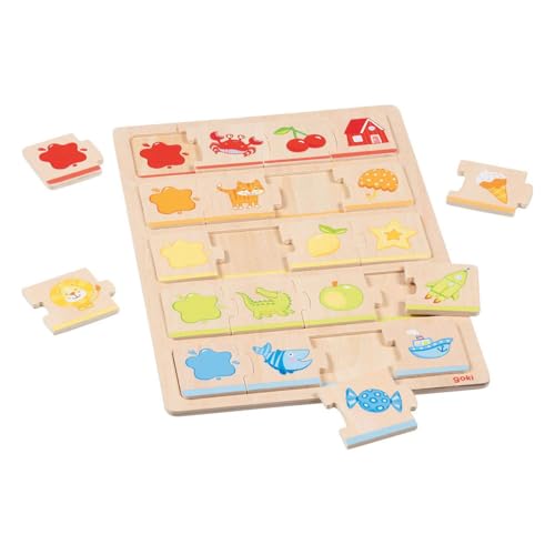 goki 57343 Farbenpuzzle – erstes Lernspielzeug für Kinder – Fördert spielerisch den Umgang mit Farben, Formen und Motorik, 20er Set, ab 2 Jahre, Mehrfarbig von goki