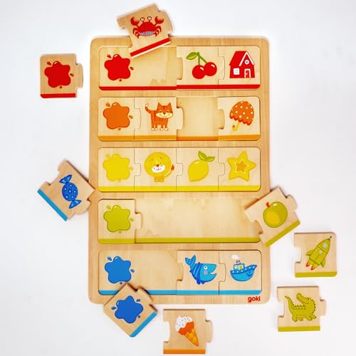 goki 57343 Farbenpuzzle – erstes Lernspielzeug für Kinder – Fördert spielerisch den Umgang mit Farben, Formen und Motorik, 20er Set, ab 2 JahreTeile, mehrfarbig von goki