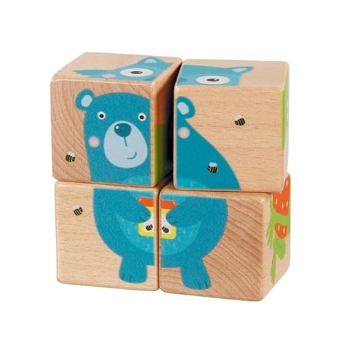 goki 57378 Würfelpuzzle Tiere 8 x 8 x 4 cm, 6 Verschiedene Designs, 4 Würfel von goki