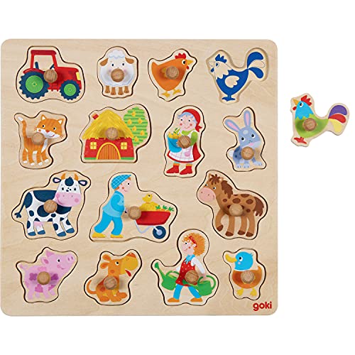 goki 57379 - Hintergrundbildpuzzle Tiere aus Holz - 15 Teile von goki