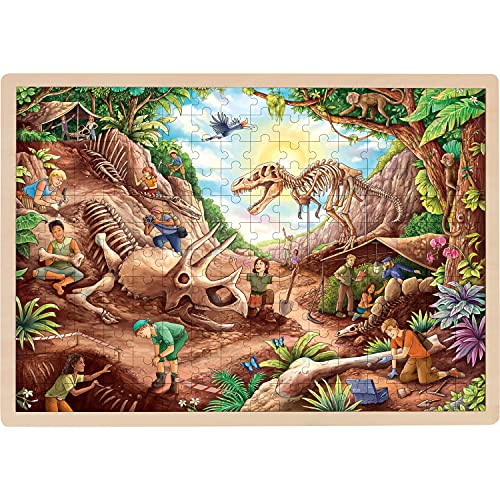 Goki 57395 Puzzle aus Holz, Motiv Dinosaurier, 46,5 x 33 x 1 cm, 192 Teile, Mehrfarbig von goki