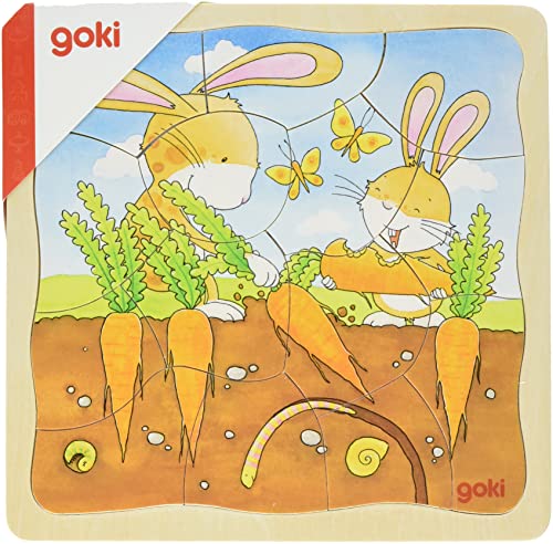 goki 57495 Schichtenpuzzle Gemüsebeet, gemischt von goki