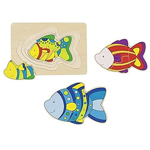 Goki 57897 Fisch Schichtenpuzzle, Mehrfarbig, S von goki