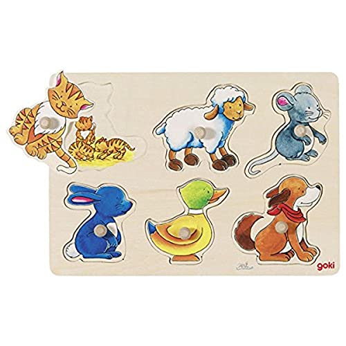 goki 57929 - Hintergrundbildpuzzle Mutter und Kind aus Holz - 6 Teile von goki