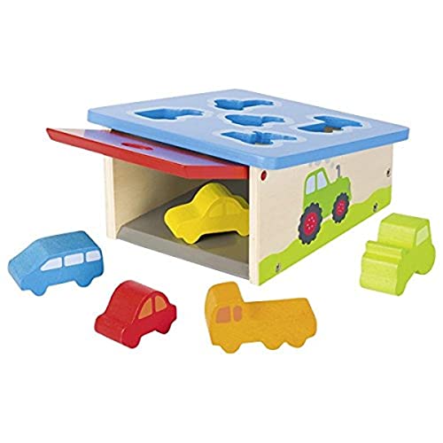 Goki 58668 Fahrzeuge Holzpuzzle-Formenbox, bunt von goki