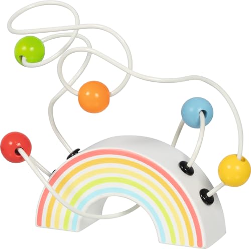 goki 59969 - Motorik-Schleife Regenbogenlabyrinth aus Holz & Metall, Fördert Feinmotorik und Hand-Auge-Koordination, Lernspielzeug, Pädagogisches Spielzeug für Kinder, 17x10x12cm, ab 1 Jahr von goki