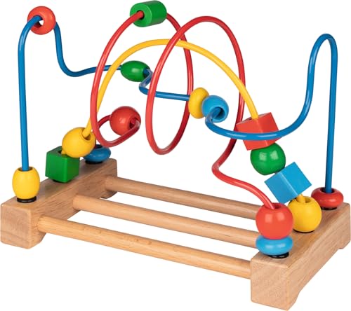 Goki 59982 59982-Motorik-Schleife Kunterbunt aus Holz & Metall, Fördert Feinmotorik und Hand-Auge-Koordination, Lernspielzeug, Pädagogisches Spielzeug für Kinder, 21x12x18cm, ab 1 Jahr, M von goki