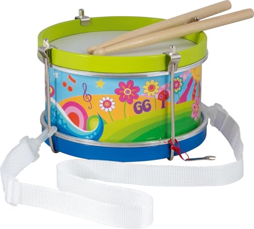 goki 61848 Trommel Blumenwiese – Kinder Trommel ab 3 Jahren mit Gurt & Holzstöcken, buntes Musikinstrument aus der goki66-Serie, 21,5 cm goki 61848 Trommel Blumenwiese – Kinder Trommel ab 3 Jahren mit Gurt & Holzstöcken, buntes Musikinstrument aus der goki66-Serie, 21,5 cm von goki
