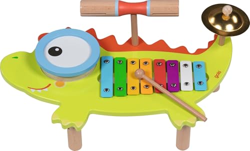 goki 61854 - Musikstation Krokodil aus Holz und Metall, Bunte Instrumente wie Xylophone und Becken, fördert musikalisches Interesse und auditive Wahrnehmung, 41cm x 25cm x 12cm, ab 3 Jahre goki 61854 - Musikstation Krokodil aus Holz und Metall, Bunte Instrumente wie Xylophone und Becken, fördert musikalisches Interesse und auditive Wahrnehmung, 41cm x 25cm x 12cm, ab 3 Jahre von goki