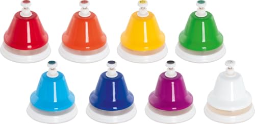 goki 61855 - Glocken für Kinder – Musikalisches Spielzeug – Fördert musikalisches Talent und Früherziehung, Metall und Kunsttoff, bunte Farben, 8-er Set, ab 3 Jahre von goki