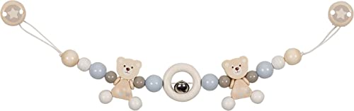 goki 65202 - Kinderwagenkette Bär mit Clips - aus hochwertigem Holz in niedlichem Bär Design - handgefertigt, Made in Germany von goki