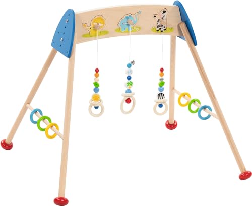 goki 65259 Baby-Fit Wilde Tiere, Tierstimmen Greif- und Spieltrainer aus Holz, Spielebogen mit Sound, Greifen und Lernen, Made IN Germany, Lernspaß ab Geburt von goki