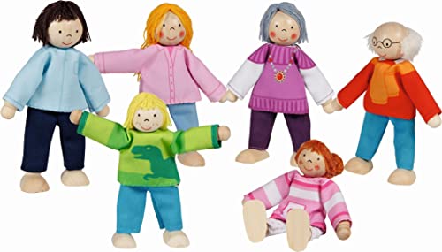 Goki Biegepuppen Moderne Familie: H= 9-11 cm, Holz und Textil, 6 Teile, per Set von goki