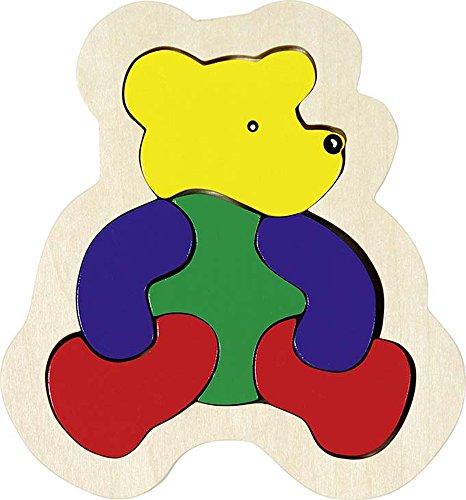 Goki GK049 Einlegepuzzle Bär aus Holz, Bunte Holzpuzzle, Lernspielzeug und Kinderpuzzle, fördert Fantasie und Motorik der Kinder, 16cm x 13cm, 6er Set, ab 2 Jahre von goki