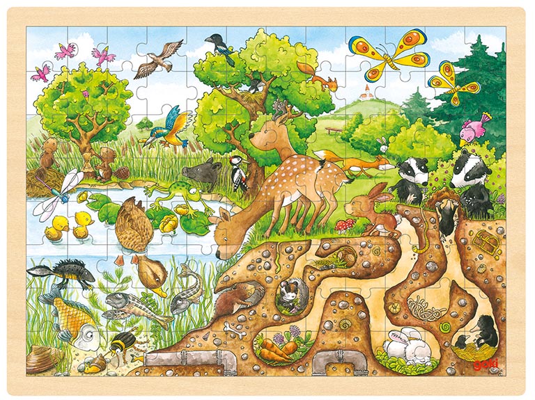 goki - Rahmenpuzzle Holz "Erlebnis Natur", 96 Teile von goki