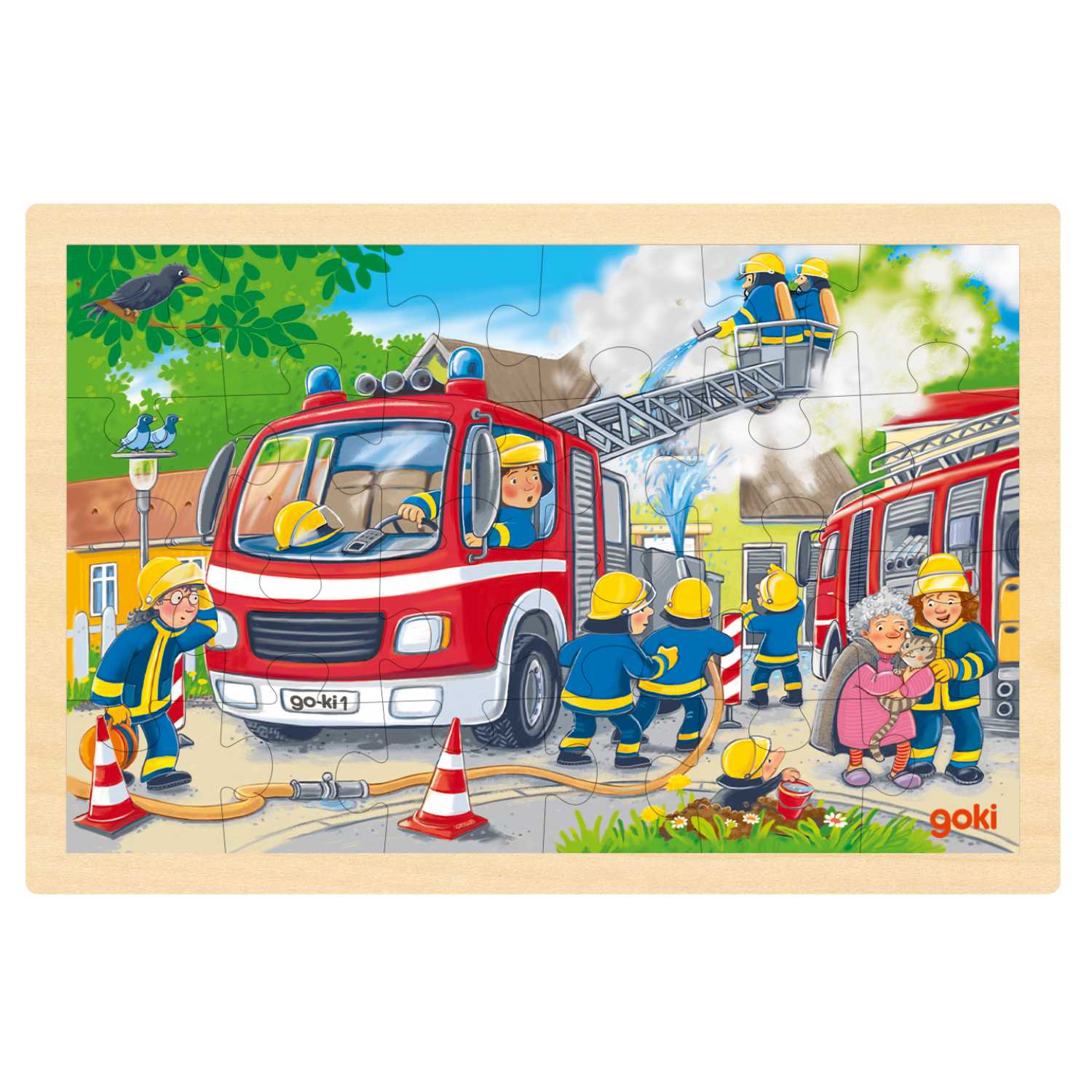 goki - Rahmenpuzzle Holz "Feuerwehreinsatz" , 24 Teile goki - Rahmenpuzzle Holz "Feuerwehreinsatz" , 24 Teile von goki