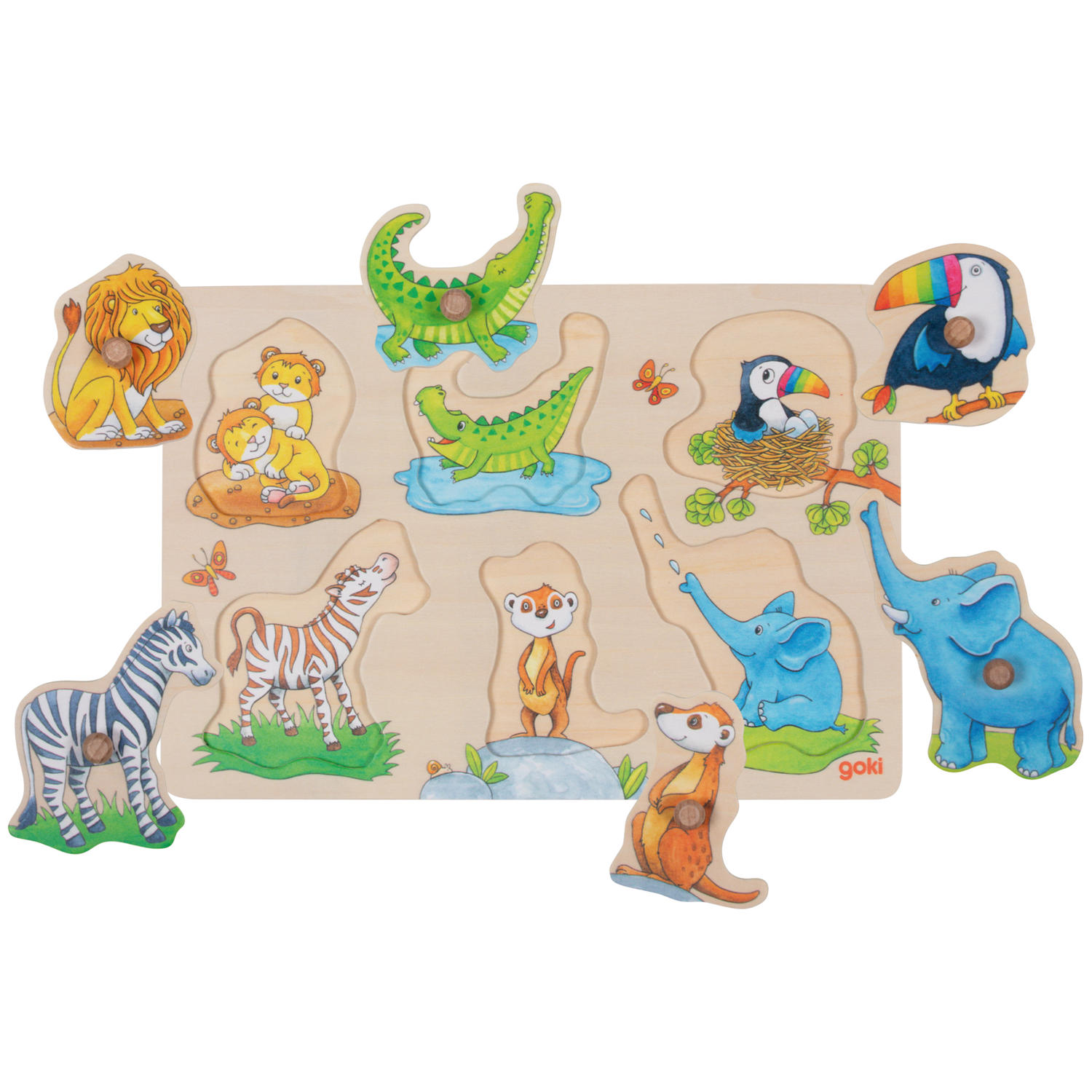 goki - Steckpuzzle Holz - Wilde Tiere 6 Teile goki - Steckpuzzle Holz - Wilde Tiere 6 Teile von goki