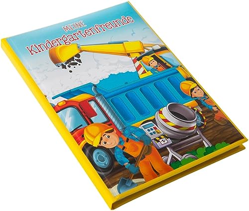 goldbuch 43 216 Kita Freundebuch Baustelle, DIN A5, Freundschaftsbuch zum Ausfüllen, Erinnerungsbuch an Freunde, Notizbuch mit 84 illustrierte Seiten, Einband mit Kunstdruck von goldbuch