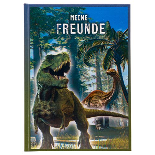 goldbuch 43078 - Freundebuch T Rex 3D, Buch DIN A5, Freundschaftsbuch zum Ausfüllen, Erinnerungsbuch an Freunde, Notizbuch mit 84 illustrierte Seiten, Einband mit Kunstdruck, ca. 15 x 21 x 1,5 cm von goldbuch