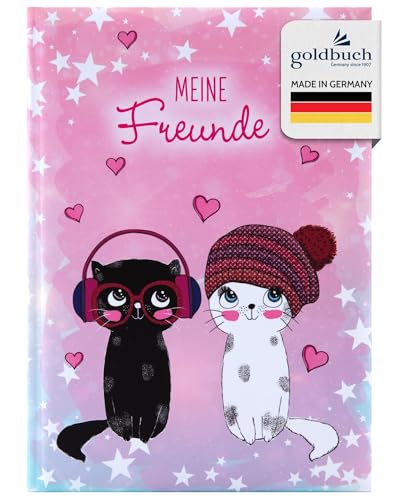 goldbuch 43099 Freundebuch Music for Cats DIN A5, zum Ausfüllen für Freunde, Grundschule, Schule, Kindergarten, Kita, 84 illustrierte Seiten, Einband mit Kunstdruck, laminiert von goldbuch