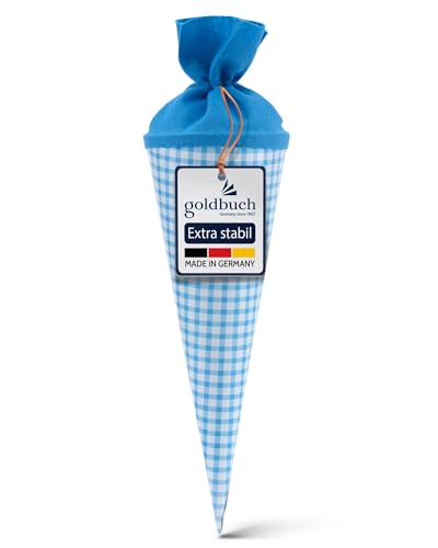 goldbuch 93 013 - Geschenktüte 35 cm lekker + anders Karo blau, Jungen & Mädchen Schultüte, Lackkarton Geschwistertüte mit Filzverschluss, Zuckertüte zur Einschulung und Schulanfang, ca. 35 x 11,5 cm von goldbuch