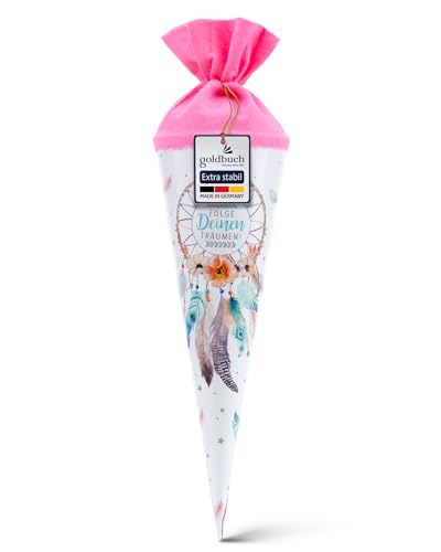 goldbuch 93 205 Geschwistertüte 35 cm, Schultüte für Mädchen, Zuckertüte mit Motiv Traumfänger, Geschenktüte aus Lackkarton mit Filzverschluss, zur Einschulung und Schulanfang von goldbuch