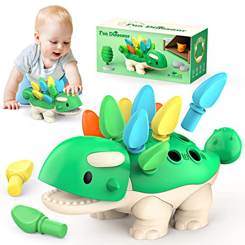 groboma Steckspiel ab 1 Jahr, Montessori Spielzeug Baby ab 1-3 Jahr Sortierspiel Motorikspielzeug Kinderspielzeug Lernspielzeug Geschenk Junge Mädchen Dinosaurier von groboma