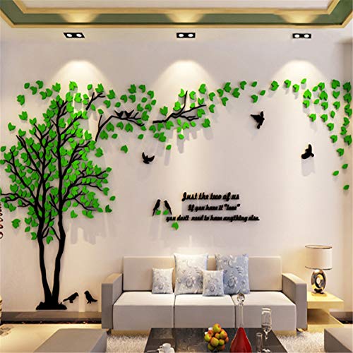 Wandtattoo Baum 3D DIY Wall Stickers Wandaufkleber Wandtattoo Wohnzimmer Schlafzimmer Family Wandsticker für Treppen Halle (Grün Links,L-300 * 150cm) von guangmu