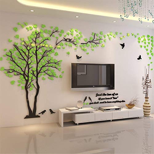 Wandtattoo Baum 3D DIY Wall Stickers Wandaufkleber Wandtattoo Wohnzimmer Schlafzimmer Family Wandsticker für Treppen Halle (Grün Links,M-250 * 130cm) von guangmu