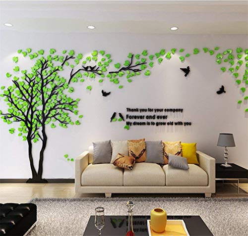 Wandtattoo Baum 3D DIY Wall Stickers Wandaufkleber Wandtattoo Wohnzimmer Schlafzimmer Family Wandsticker für Treppen Halle (Grün Links,XL-400 * 200cm) von guangmu