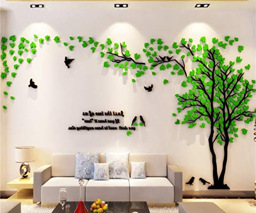 Wandtattoo Baum 3D DIY Wall Stickers Wandaufkleber Wandtattoo Wohnzimmer Schlafzimmer Family Wandsticker für Treppen Halle (Grün Rechts,L-300 * 150cm) von guangmu