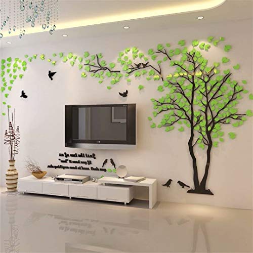 Wandtattoo Baum 3D DIY Wall Stickers Wandaufkleber Wandtattoo Wohnzimmer Schlafzimmer Family Wandsticker für Treppen Halle (Grün Rechts,M-250 * 130cm) von guangmu