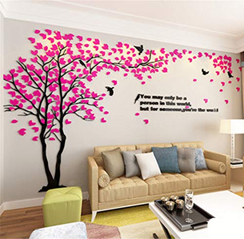 Wandtattoo Baum 3D DIY Wall Stickers Wandaufkleber Wandtattoo Wohnzimmer Schlafzimmer Family Wandsticker für Treppen Halle (Rose Links,M-250 * 130cm) von guangmu