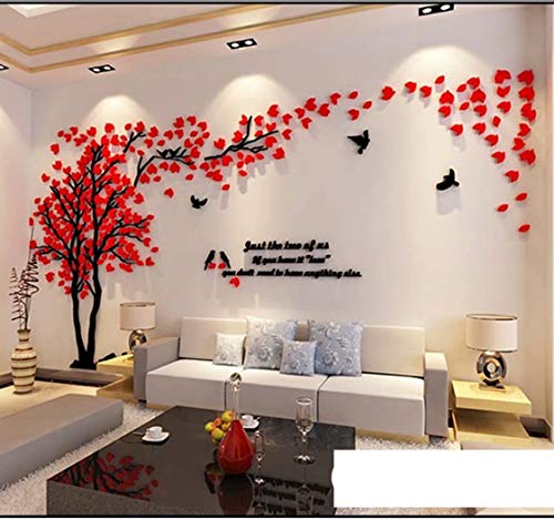 Wandtattoo Baum 3D DIY Wall Stickers Wandaufkleber Wandtattoo Wohnzimmer Schlafzimmer Family Wandsticker für Treppen Halle (Rot Links,L-300 * 150cm) von guangmu