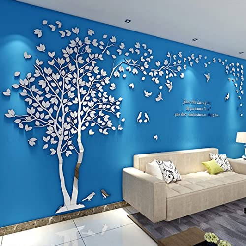 Wandtattoo Baum 3D DIY Wall Stickers Wandaufkleber Wandtattoo Wohnzimmer Schlafzimmer Family Wandsticker für Treppen Halle (Silber Links,L-300 * 150cm) von guangmu