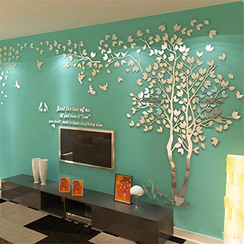 Wandtattoo Baum 3D DIY Wall Stickers Wandaufkleber Wandtattoo Wohnzimmer Schlafzimmer Family Wandsticker für Treppen Halle (Silber Rechts,S-200 * 100cm) von guangmu