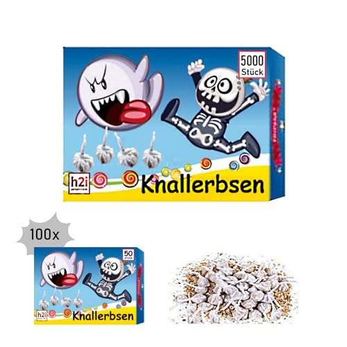 h2i Knallerbsen | 5000 St. | Knallteufel Trickknaller Pop Snaper | der perfekte Scherzartikel für Silvester Halloween Geburtstag & Partys – Spaß garantiert | Jugendfeuerwerk & Kinderfeuerwerk Kat F1 von h2i