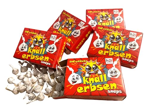 h2i Knallerbsen | 250 St. | Knallteufel Trickknaller Pop Snaper | der perfekte Scherzartikel für Silvester Halloween Geburtstag & Partys – Spaß garantiert |d| Jugendfeuerwerk & Kinderfeuerwerk Kat F1 von h2i