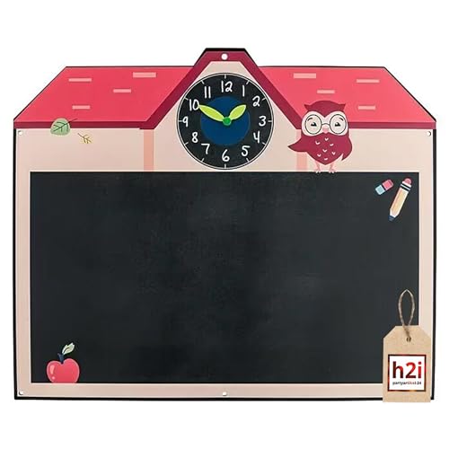 h2i Kreidetafel 50 x 60 cm mit Verstellbarer Lernuhr | Kindertafel für Spielhaus & Spielturm | Tafel für draußen & drinnen | inkl. Uhr zum Lernen der Uhrzeit h2i Kreidetafel 50 x 60 cm mit Verstellbarer Lernuhr | Kindertafel für Spielhaus & Spielturm | Tafel für draußen & drinnen | inkl. Uhr zum Lernen der Uhrzeit von h2i