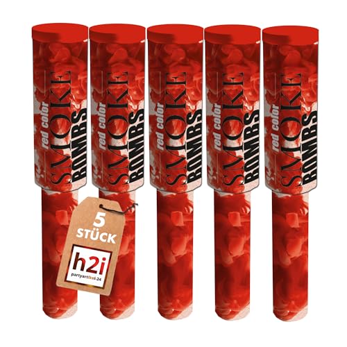 h2i Rauchfackel mit Griff & Reißzünder| 5 Stück | Rot | +/- 60 sek | Rauch Vulkan Fontäne | Rauchtopf Rauchgenerator Rauchbombe | dichter kräftiger Rauch | Ganzjahresfeuerwerk Kat T1/F1 h2i Rauchfackel mit Griff & Reißzünder| 5 Stück | Rot | +/- 60 sek | Rauch Vulkan Fontäne | Rauchtopf Rauchgenerator Rauchbombe | dichter kräftiger Rauch | Ganzjahresfeuerwerk Kat T1/F1 von h2i