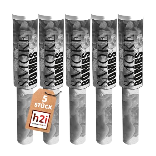 h2i Rauchfackel mit Griff & Reißzünder| 5 Stück | Weiß | +/- 60 sek | Rauch Vulkan Fontäne | Rauchtopf Rauchgenerator Rauchbombe | dichter kräftiger Rauch | Ganzjahresfeuerwerk Kat T1/F1 h2i Rauchfackel mit Griff & Reißzünder| 5 Stück | Weiß | +/- 60 sek | Rauch Vulkan Fontäne | Rauchtopf Rauchgenerator Rauchbombe | dichter kräftiger Rauch | Ganzjahresfeuerwerk Kat T1/F1 von h2i