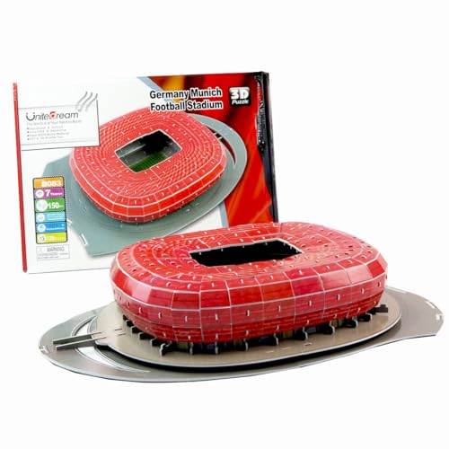 Habarri - Allianz Arena Puzzle 3D - 3D Puzzle Stadion - 3D Fußballstadion für Kinder und Erwachsene - Fußballstadion Modell - Modellbau - 150 Elemente von habarri