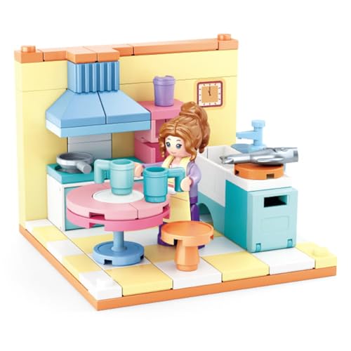 habarri - Mini Klemmbausteine - Set von Bausteinen und Mini Figur - Geschenk für Kinder ab 7 Jahren - 116 Elemente - Motiv Küche von habarri