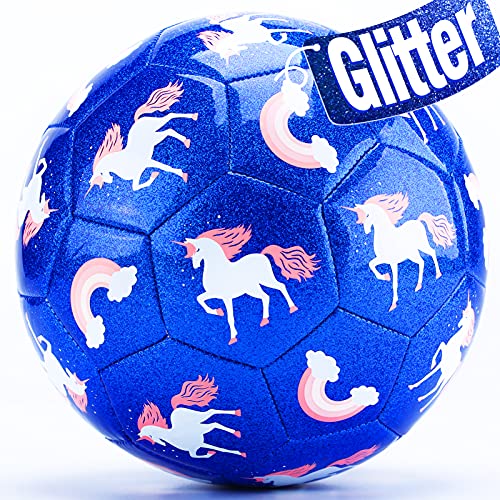 hahaland Fußball Spielzeug mit Ballpumpe und Netz, Neuer Kinderfußball Größe 3 für Training drinnen und draußen, Einhorn-Geschenke für Jungen und Mädchen 2 3 4 5 6 7 8 Jahren von hahaland