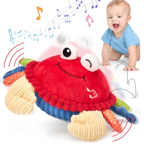 hahaland Krabbe Baby Spielzeug 6-8-9-10-12 Monate,Musikalische Krabbelspielzeug,Crawling Crab Tummy Time Spielzeug ab 1 2 3 4 5 Jahr, Lernspielzeug Geschenk für Neugeborenes Junge Mädchen von hahaland