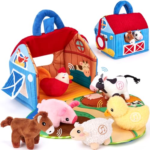 hahaland Bauernhof Baby Spielzeug 6 Monate mit 2-in-1 Scheunen & Spielmatten,7 Sensorik Plüschtiere Set– Macht Tiergeräusche & Spricht Englische Tiernamen,Montessori Baby Geschenk ab 6 7 8 9 10 Monate hahaland Bauernhof Baby Spielzeug 6 Monate mit 2-in-1 Scheunen & Spielmatten,7 Sensorik Plüschtiere Set– Macht Tiergeräusche & Spricht Englische Tiernamen,Montessori Baby Geschenk ab 6 7 8 9 10 Monate von hahaland