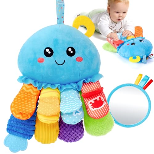 hahaland Oktopus Activity Sensorik Rassel mit Beißring,Spiegel,Baby Knister Spielzeug zum Greifen für Jungen und Mädchen 0 3 6 Monate,Neugeborene Geschenk, Montessori Greifling Spielzeug hahaland Oktopus Activity Sensorik Rassel mit Beißring,Spiegel,Baby Knister Spielzeug zum Greifen für Jungen und Mädchen 0 3 6 Monate,Neugeborene Geschenk, Montessori Greifling Spielzeug von hahaland