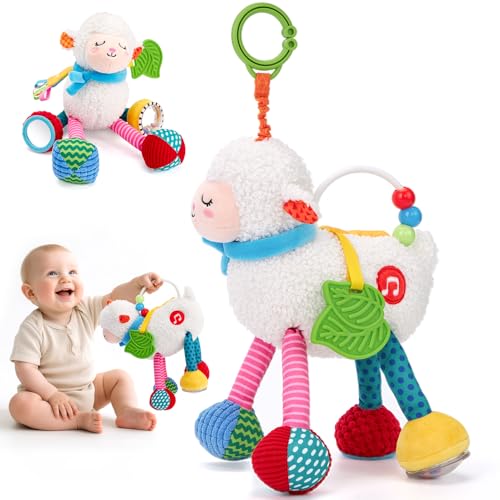 hahaland Baby Spielzeug Musik Plüsch Schaf, BPA-frei Beißring für Baby Spielzeug 6 Monate, Kinderwagen Babyschale Spielzeug mit Spiegel Rassel zum Greifen & Sensorik, Babyspielzeug ab 0 3 6 12 Monate hahaland Baby Spielzeug Musik Plüsch Schaf, BPA-frei Beißring für Baby Spielzeug 6 Monate, Kinderwagen Babyschale Spielzeug mit Spiegel Rassel zum Greifen & Sensorik, Babyspielzeug ab 0 3 6 12 Monate von hahaland