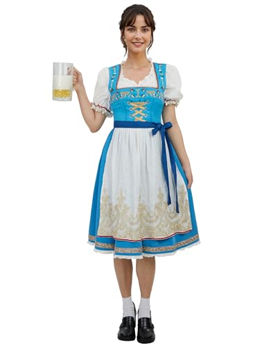 haikyuu Deutsches Dirndlkleid für Damen, Oktoberfest-Kostüm, bayerisches Bier, Karneval, Halloween, Outfits (blau, mittel) von haikyuu